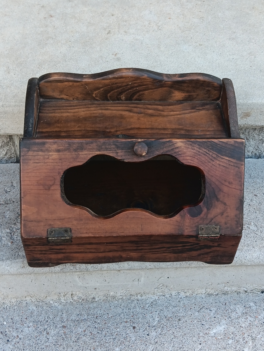 Vintage Rustic Heavy Breadbox.  16 1/4" L X 12"H X 11" W.
